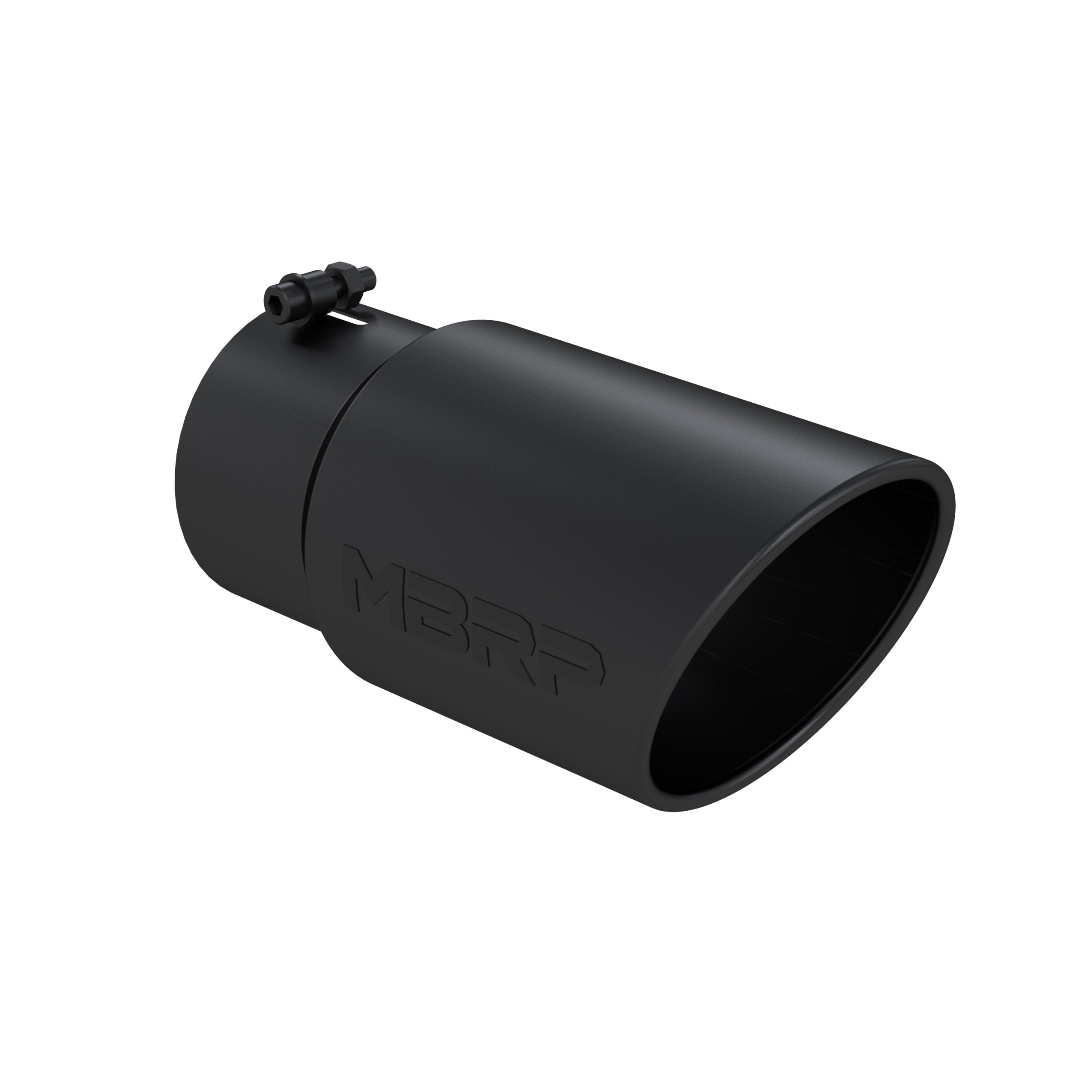 MBRP Exhaust Tip; 6in. O.D. Angled Rolled End 5in. Inlet 12in. Length; Black Coated