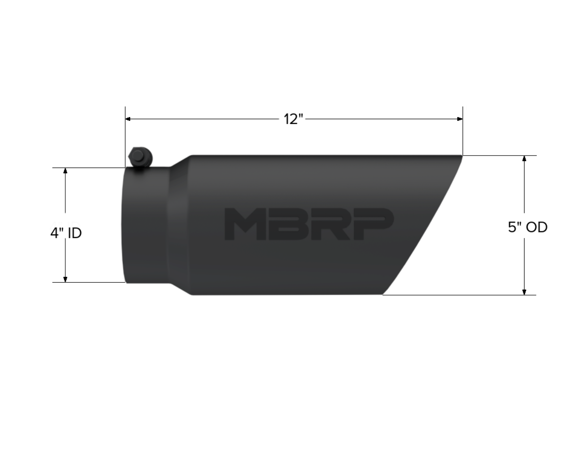 MBRP Exhaust Tip; 5in. O.D. Dual Wall Angled 4in. Inlet 12in. Length-Black Coated
