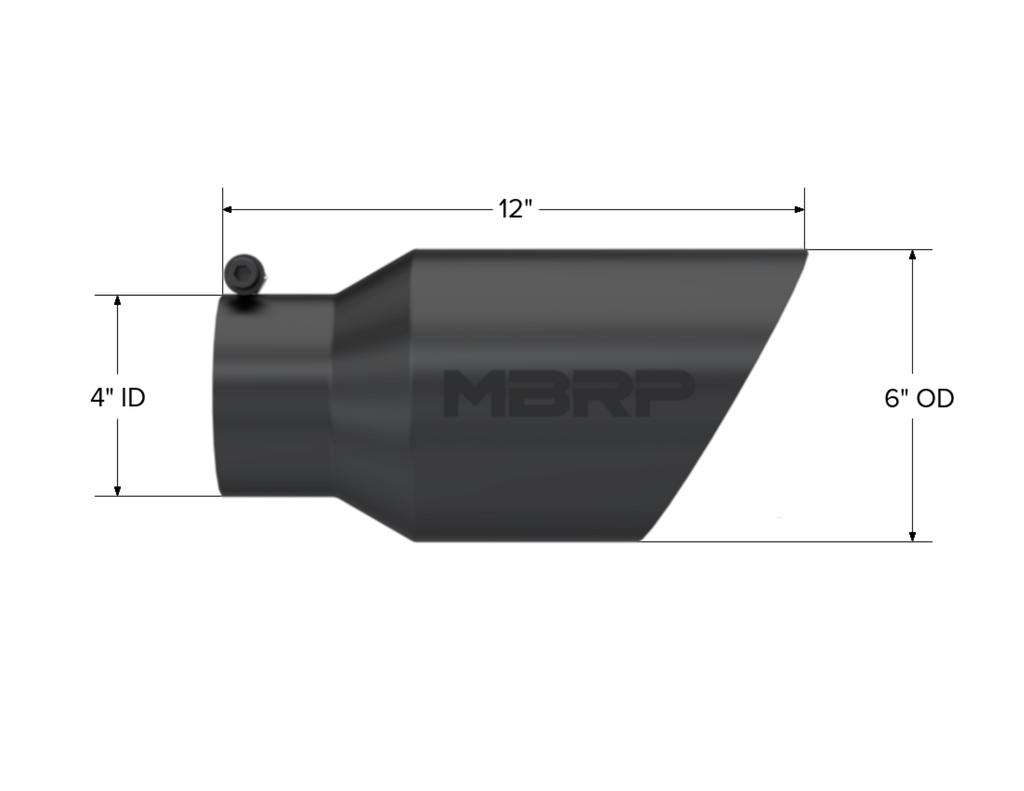 MBRP Exhaust Tip; 6in. O.D. Dual Wall Angled 4in. Inlet 12in. Length-Black Coated