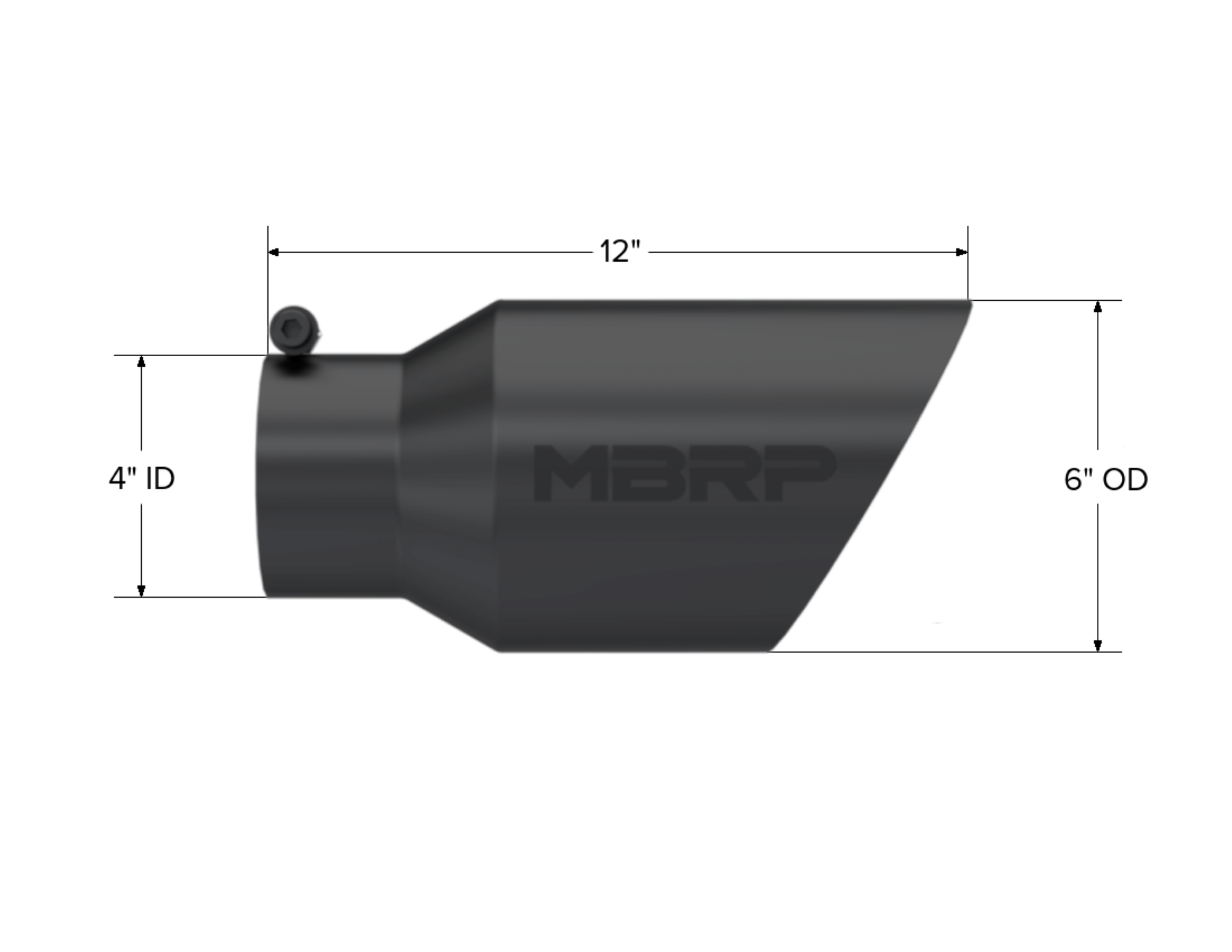 MBRP Exhaust Tip; 6in. O.D. Dual Wall Angled 4in. Inlet 12in. Length-Black Coated