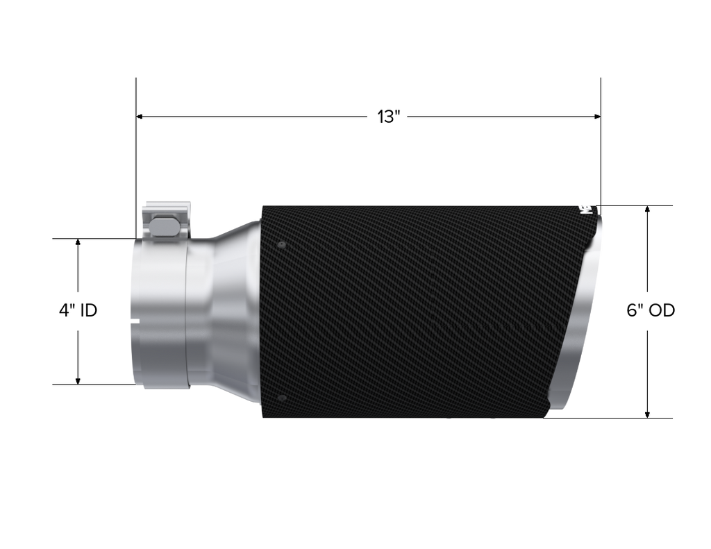 MBRP Exhaust Tip; 6in. O.D. Dual Walled Angled Cut End 4in. Inlet 12in. Length; T304 CF