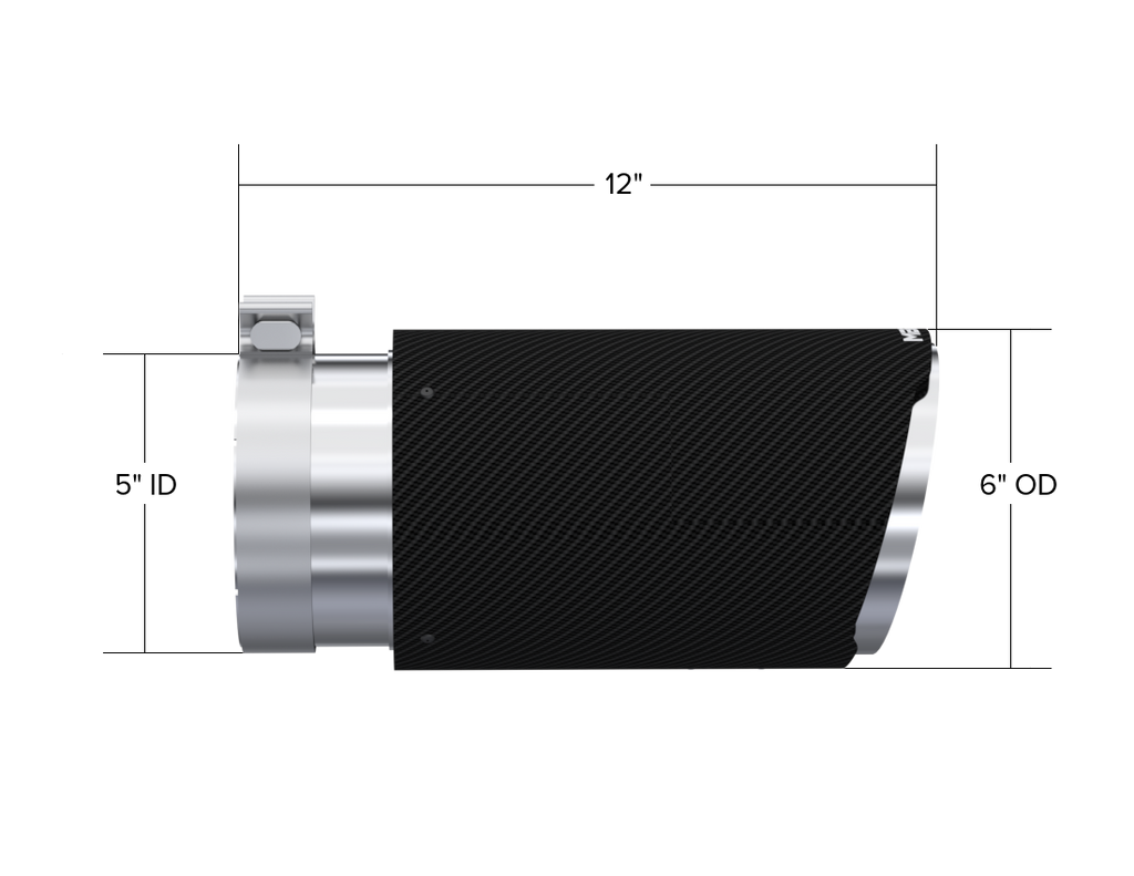 MBRP Exhaust Tip; 6in. O.D. Dual Walled Angled Cut End 5in. Inlet 12in. Length; T304 CF