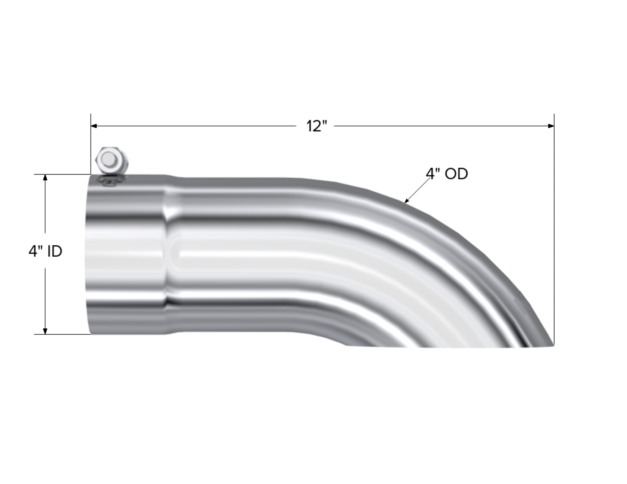 MBRP Exhaust Tip; 4in. O.D. Turn Down 4in. Inlet 12in. Length; T304