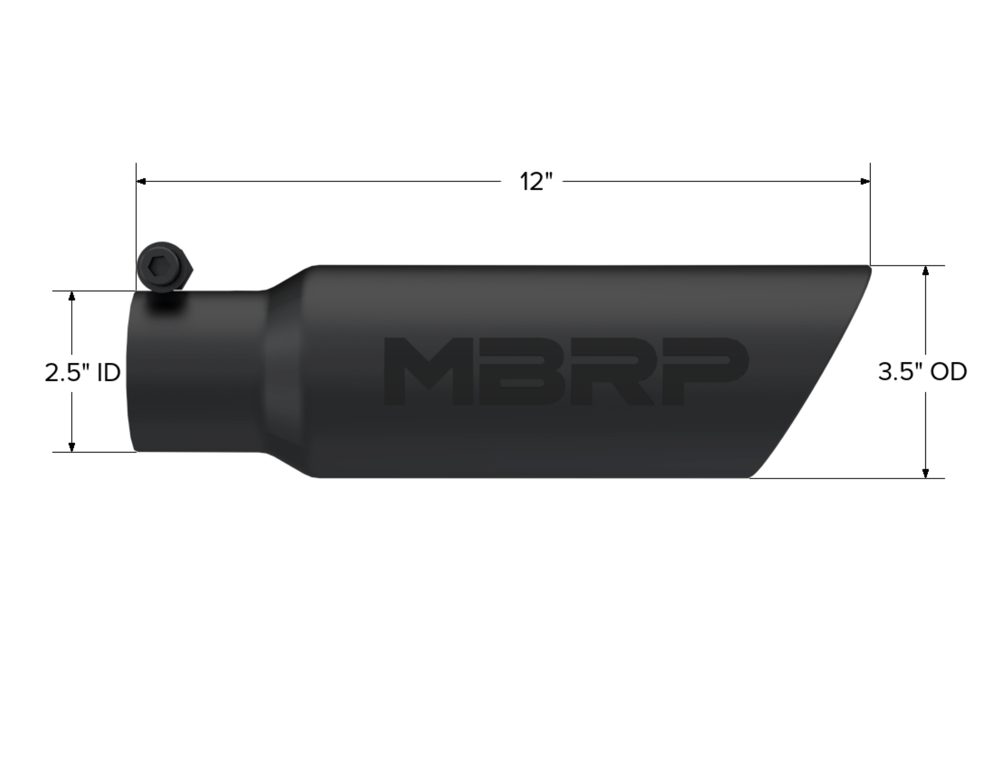 MBRP Exhaust Tip; 3in. O.D. Dual Wall Angled 2in. Inlet 12in. Length-Black Coated
