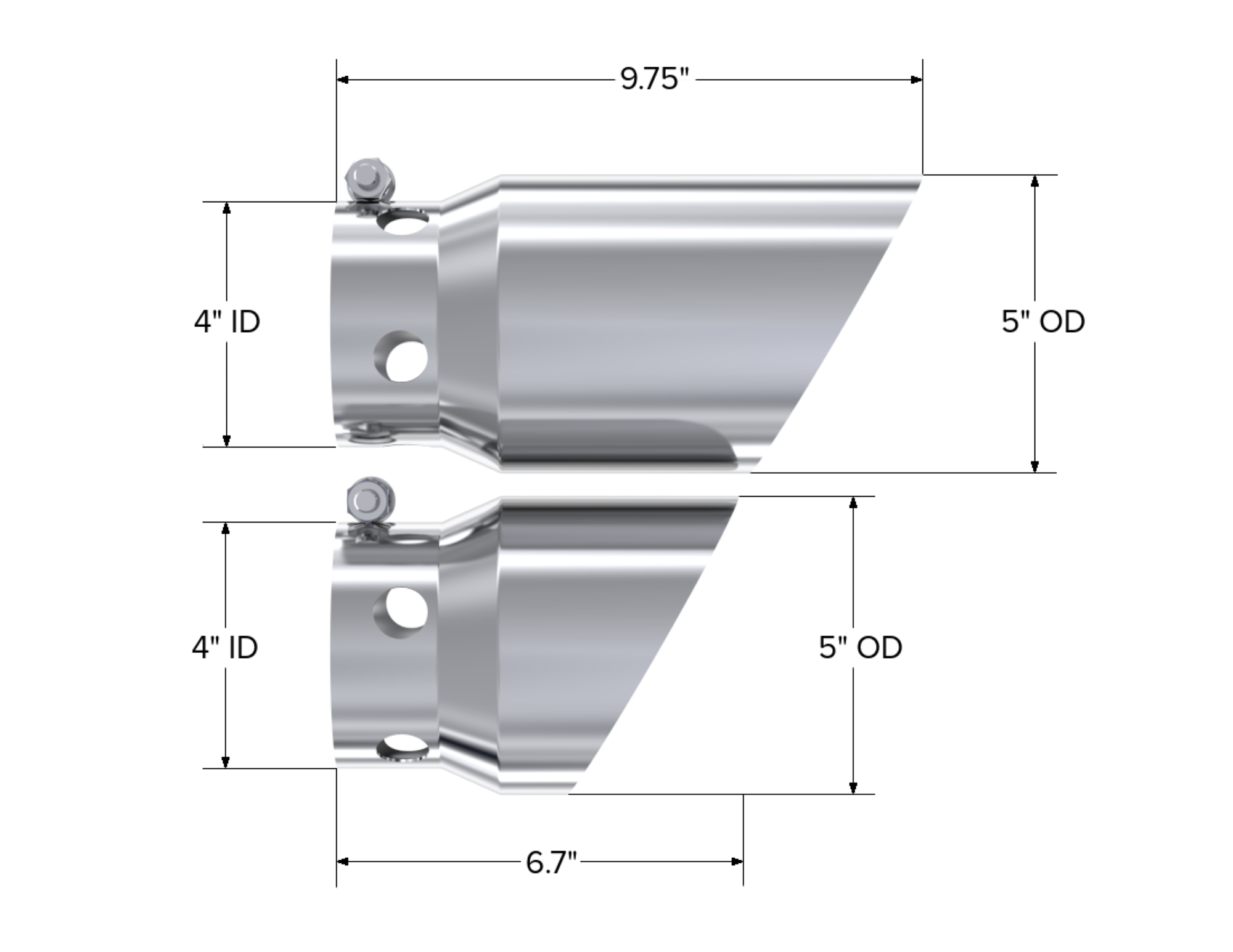 MBRP Exhaust 4in. Inlet 5in. Tip Cover Set-6 In. And 9 In. In Length; T304