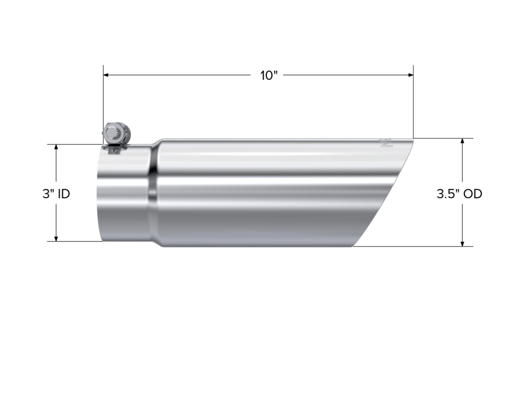 MBRP Exhaust Tip; 3in. O.D. Dual Wall Angled End 3in. Inlet 12in. Length; T304