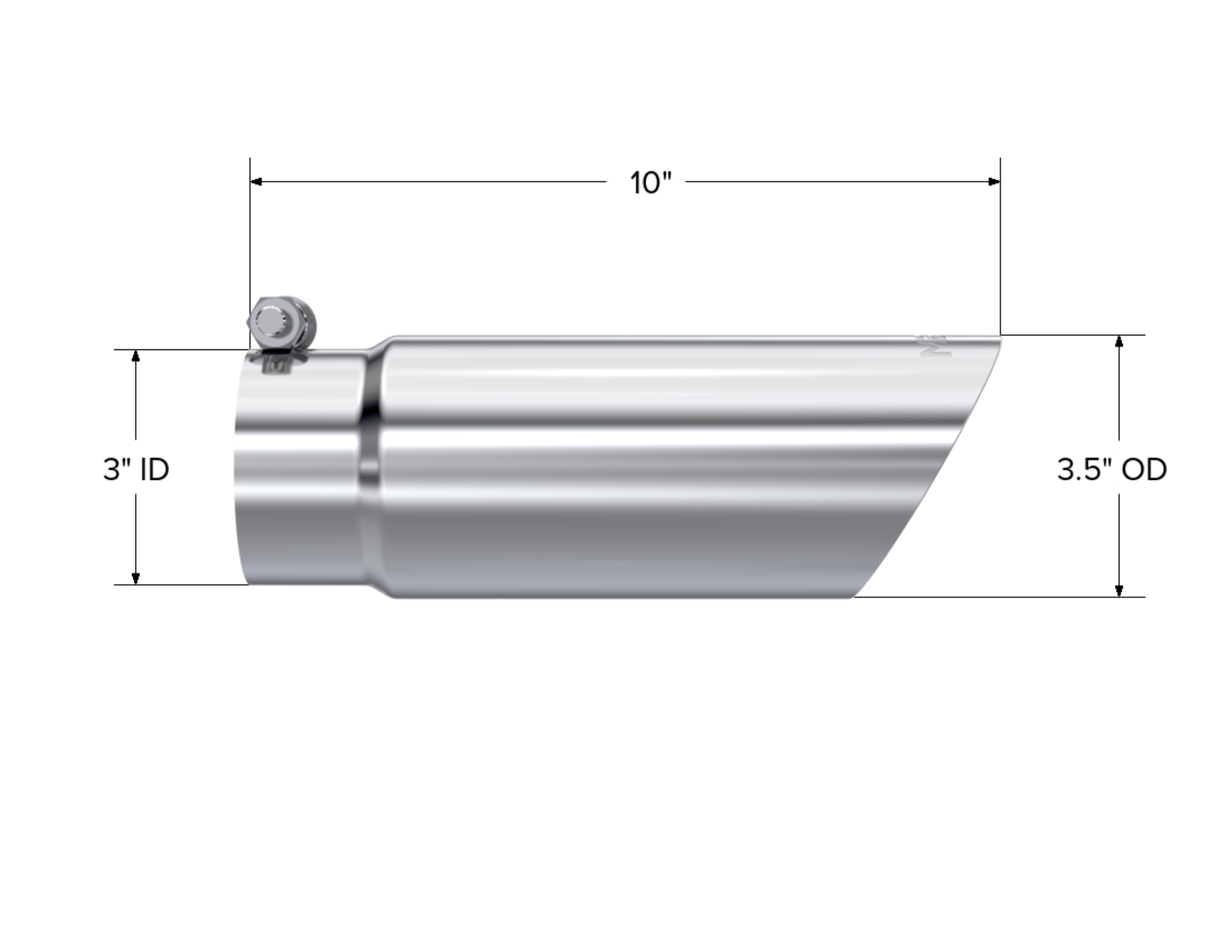 MBRP Exhaust Tip; 3in. O.D. Dual Wall Angled End 3in. Inlet 12in. Length; T304