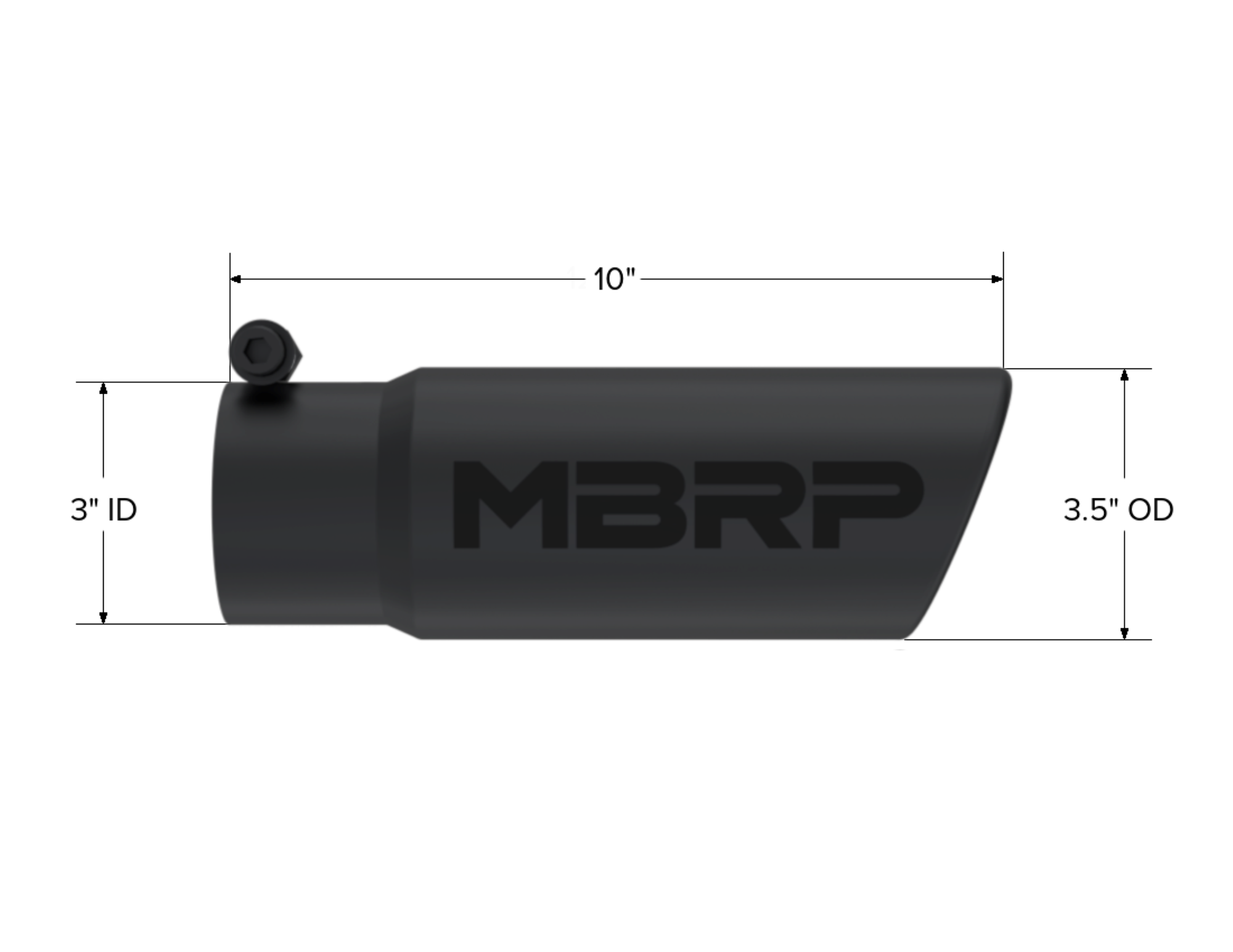 MBRP Exhaust Tip; 3in. O.D. Angled Rolled End; 3in. I.D. Inlet; 10in. Length; Black