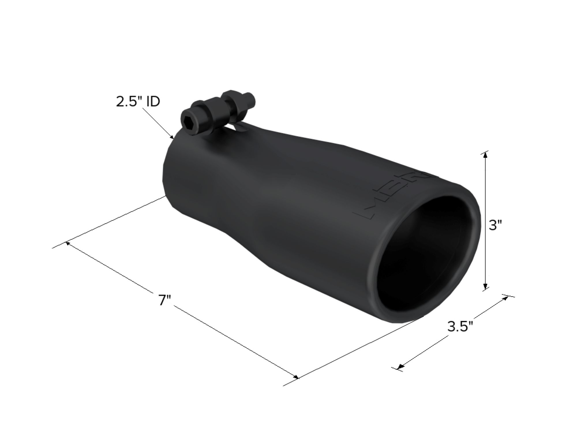 MBRP Exhaust Tip; 3 In. O.D. Oval 2in. Inlet 7 1/16in. Length; Black