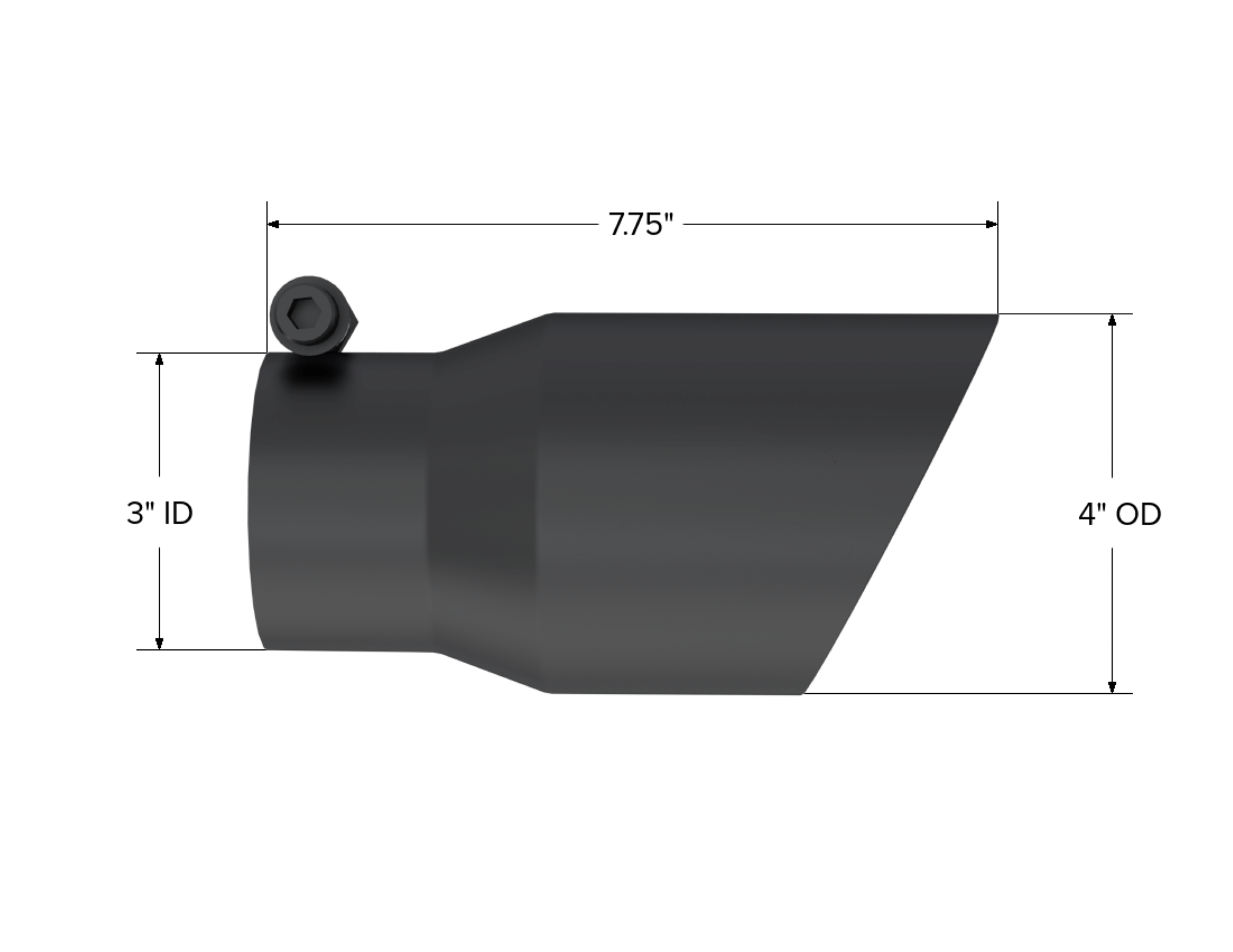 MBRP Exhaust Tip; 4in. O.D.; Dual Wall Angled; 3in. Inlet; 8in. Length; Black