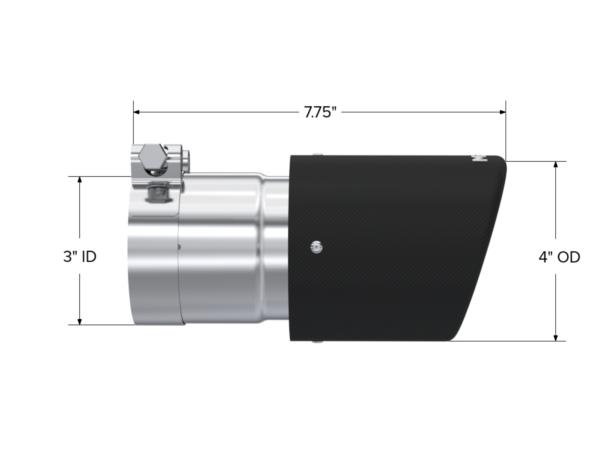 MBRP Exhaust Tip; 4in. O.D.; Dual Wall Angled; 3in. Inlet; 7.7in. Length; Carbon Fiber