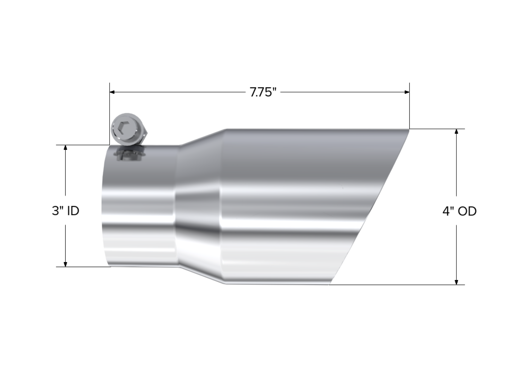 MBRP Exhaust Tip; 4in. O.D.; Dual Wall Angled; 3in. Inlet; 8in. Length; T304