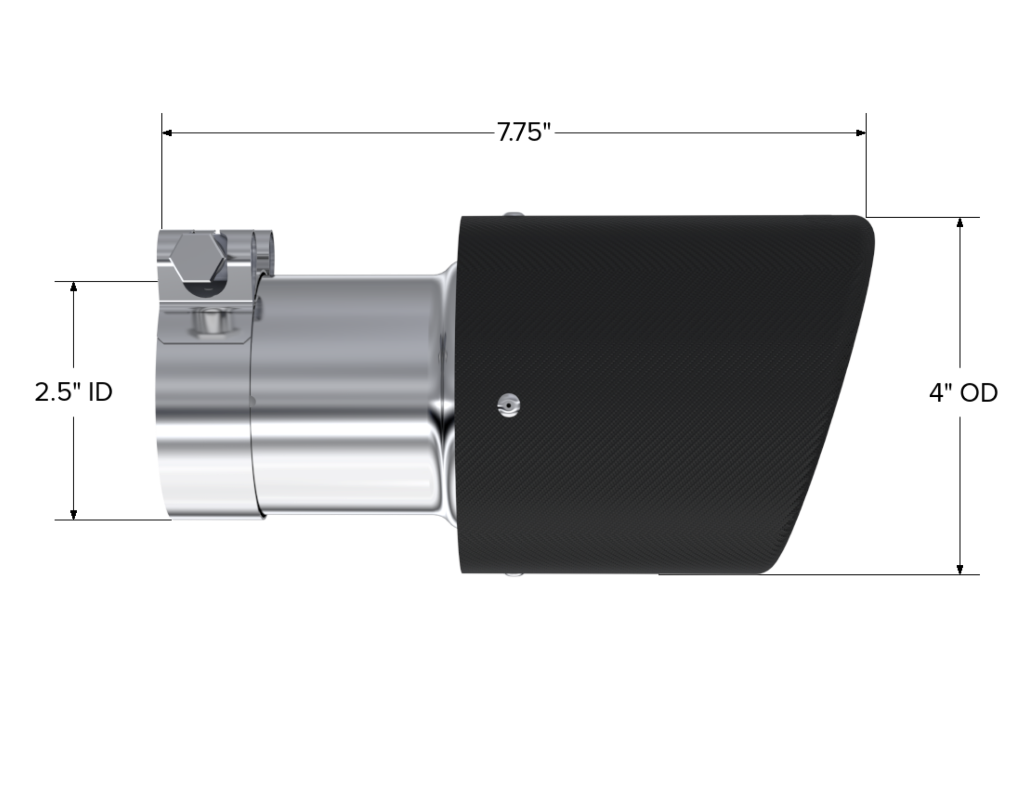 MBRP Exhaust Tip; 4in. O.D.; Dual Wall Angled; 2in. Inlet; 7.7in. Length; Carbon Fiber