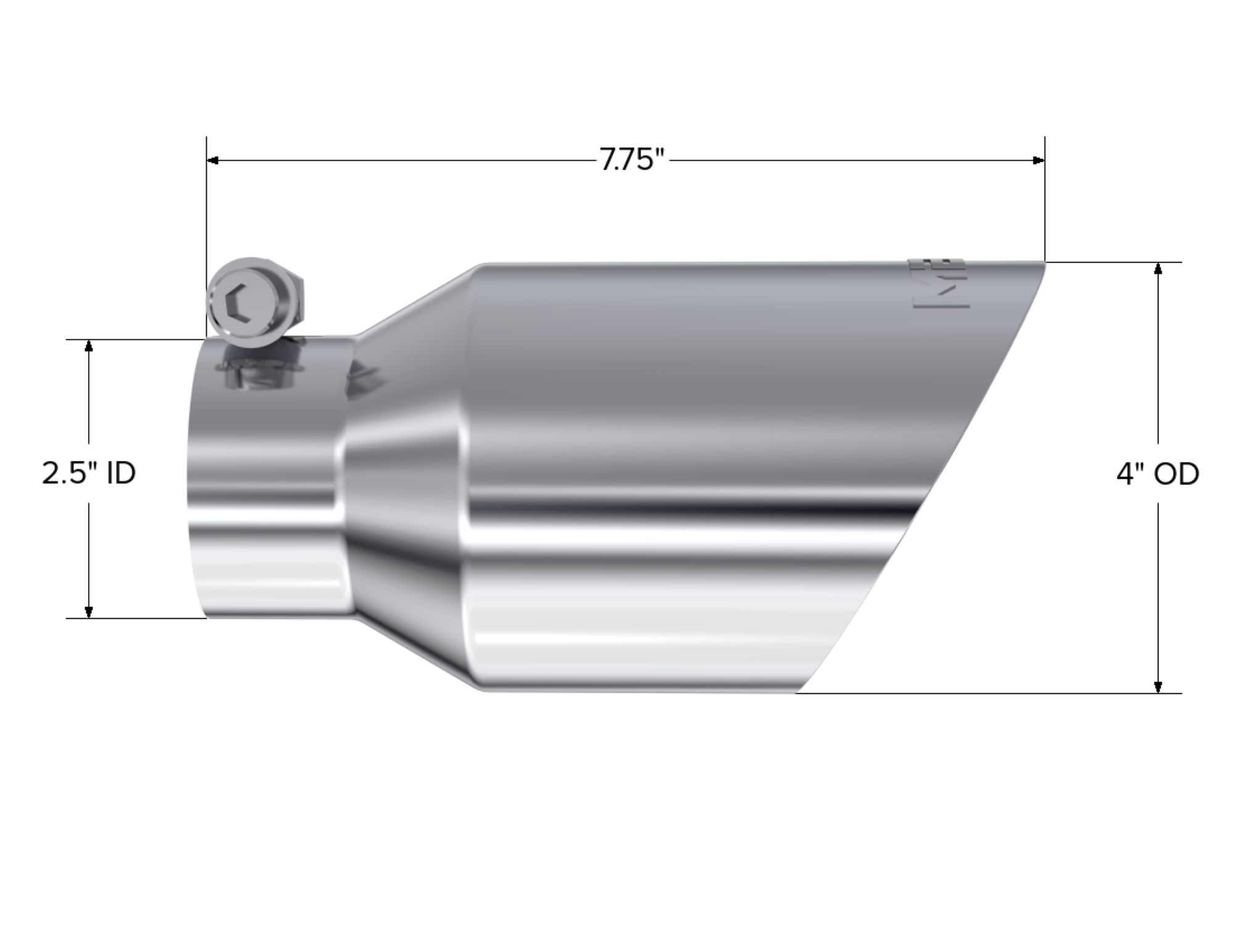 MBRP Exhaust Tip; 4in. O.D.; Dual Wall Angled; 2in. Inlet; 8in. Length; T304