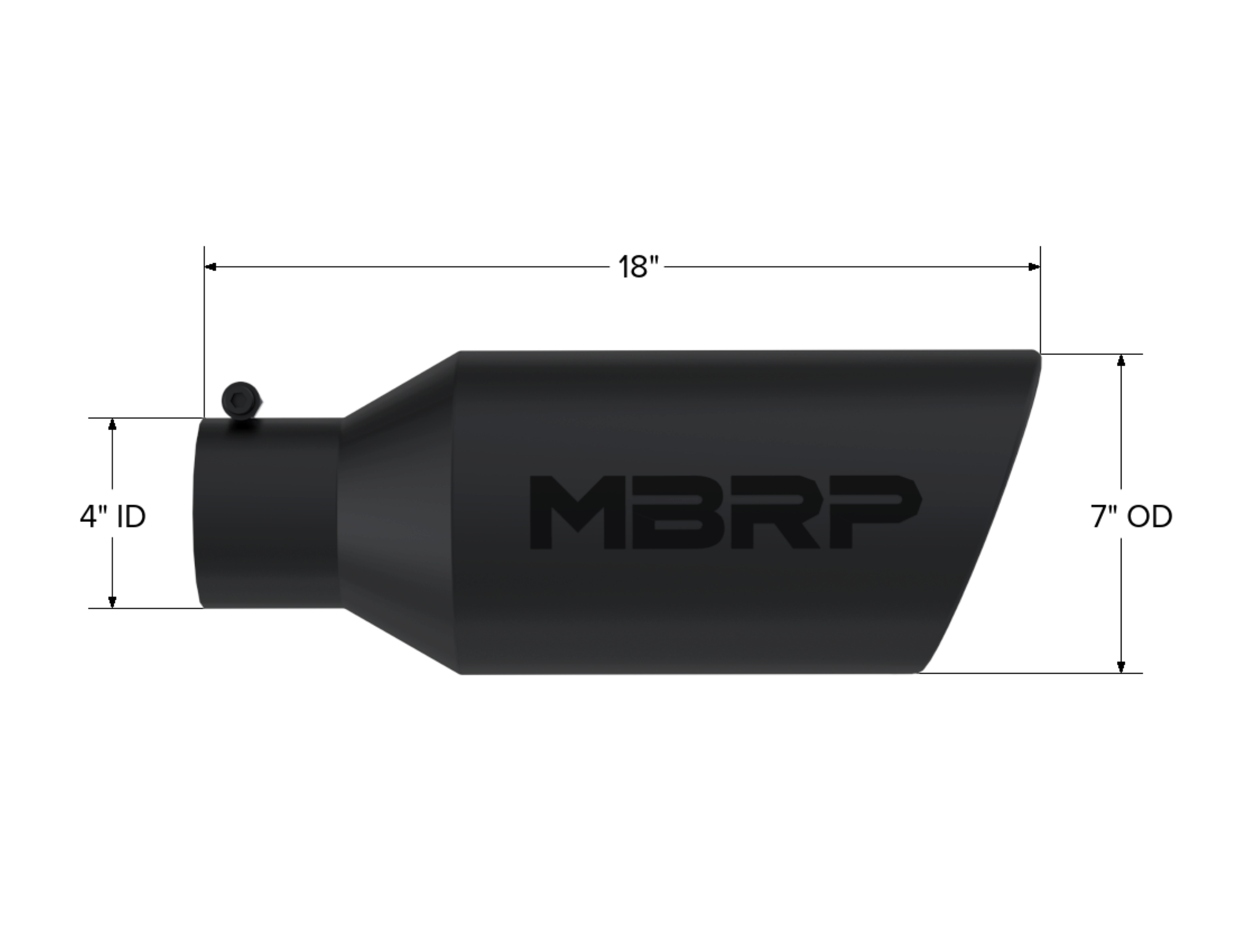 MBRP Exhaust Tip; 7in. O.D.; Rolled End; 4in. Inlet 18in. In Length; Black