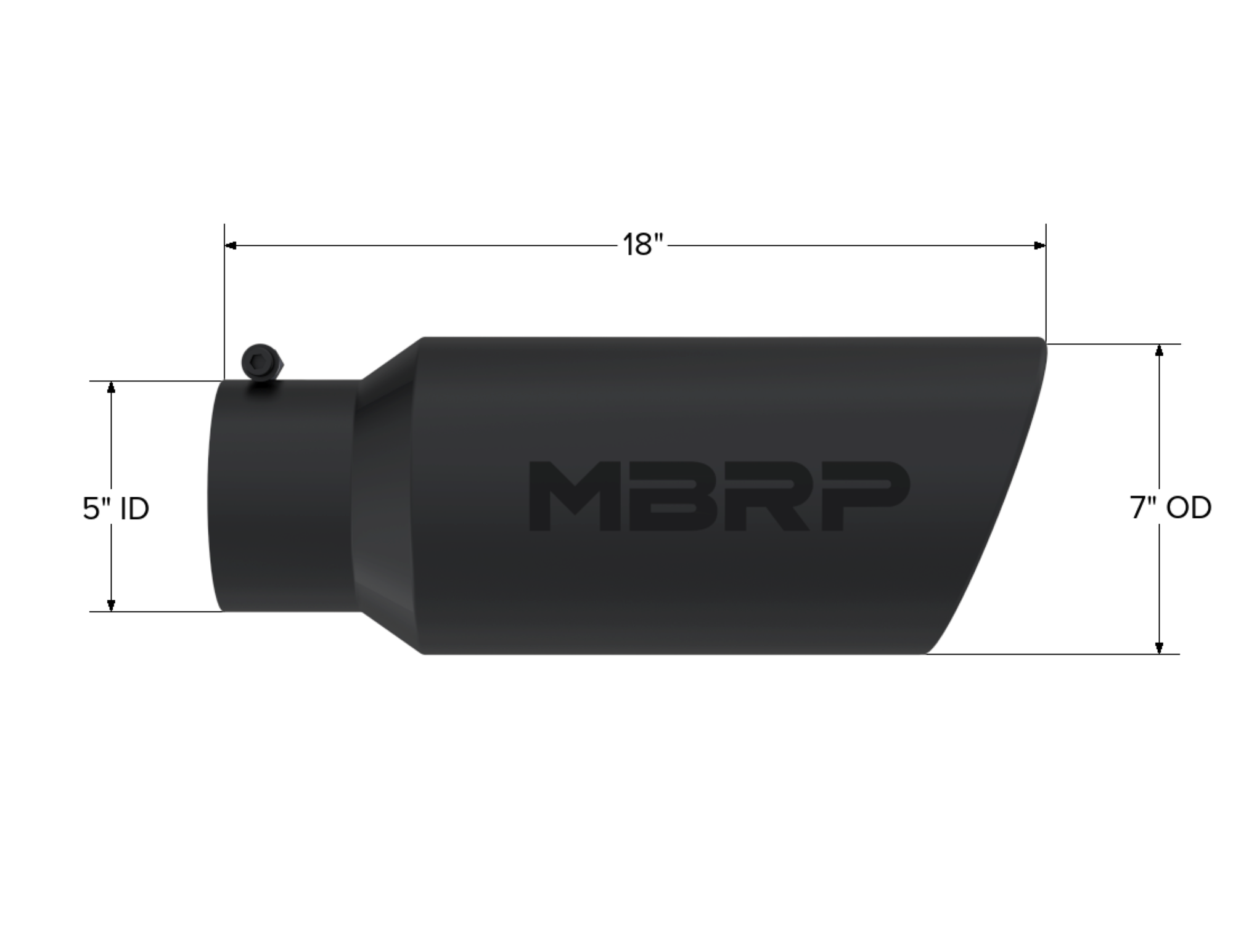 MBRP Exhaust Tip; 7in. O.D.; Rolled End; 5in. Inlet 18in. In Length; Black Coated