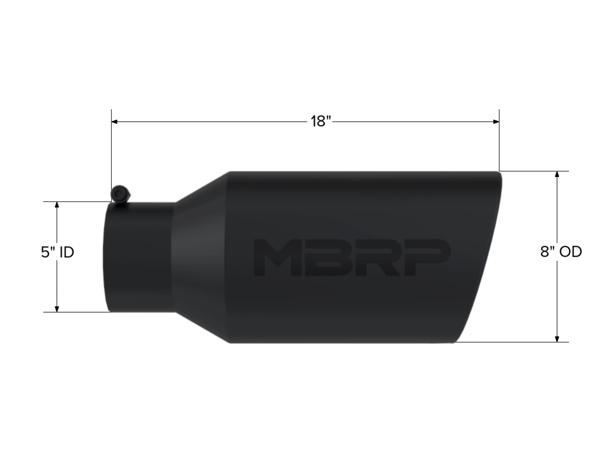 MBRP Exhaust Tip; 8in. O.D.; Rolled End; 5in. Inlet 18in. In Length; Black Coated