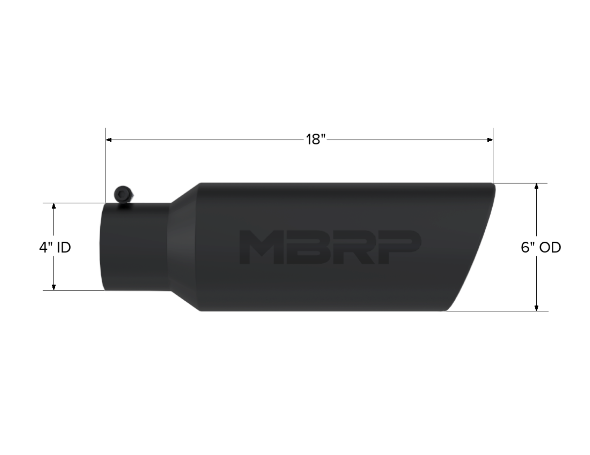 MBRP Exhaust Tip; 6in. O.D.; Rolled End; 4in. Inlet 18in. In Length; Black Coated