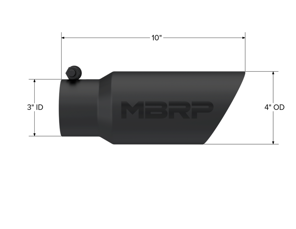 MBRP Exhaust Tip; 4in. O.D.; Dual Wall Angled; 3in. Inlet; 10in. Length; Black