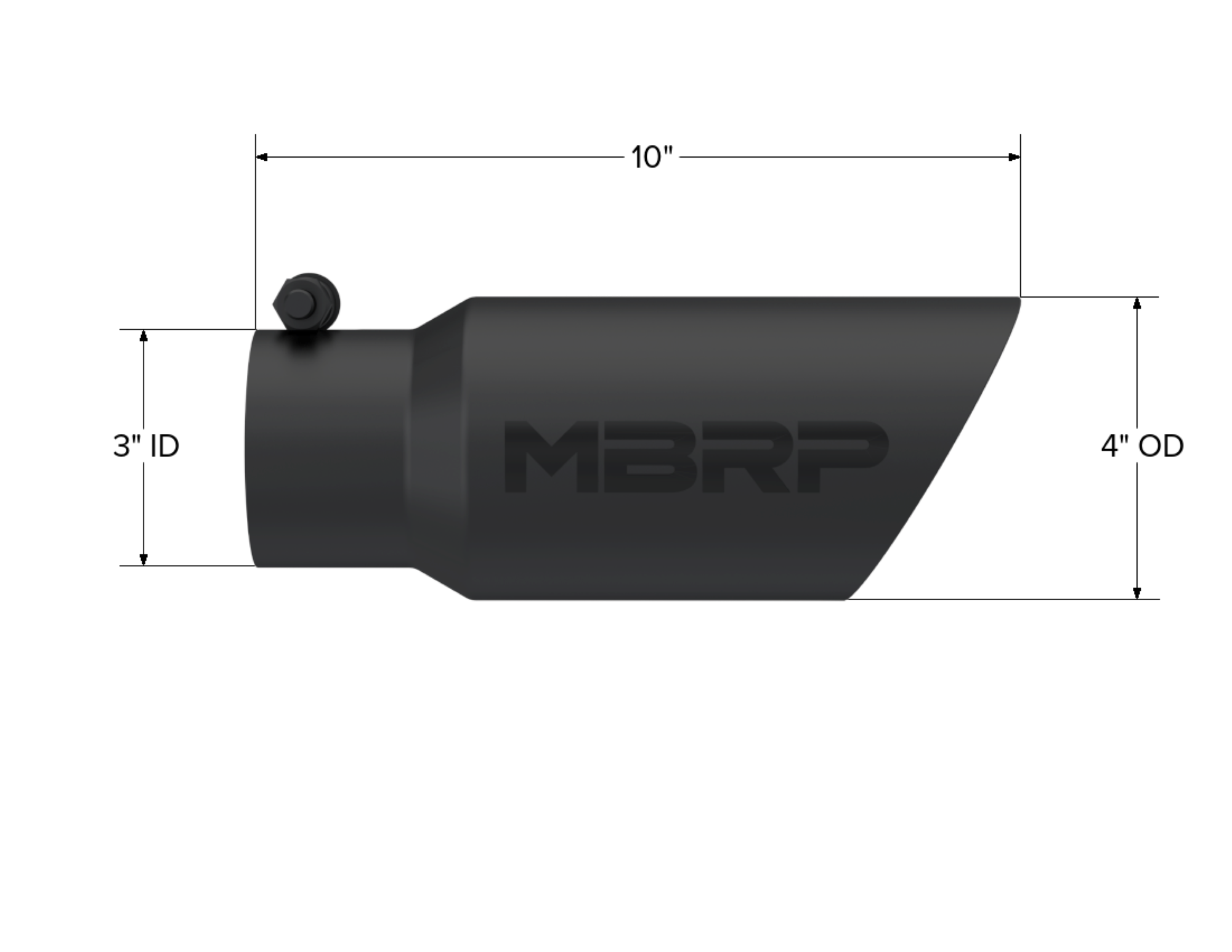 MBRP Exhaust Tip; 4in. O.D.; Dual Wall Angled; 3in. Inlet; 10in. Length; Black