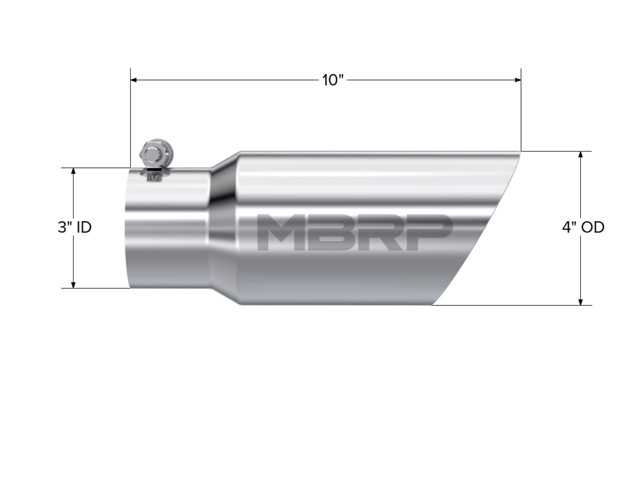 MBRP Exhaust Tip; 4in. O.D.; Dual Wall Angled; 3in. Inlet; 10in. Length; T304