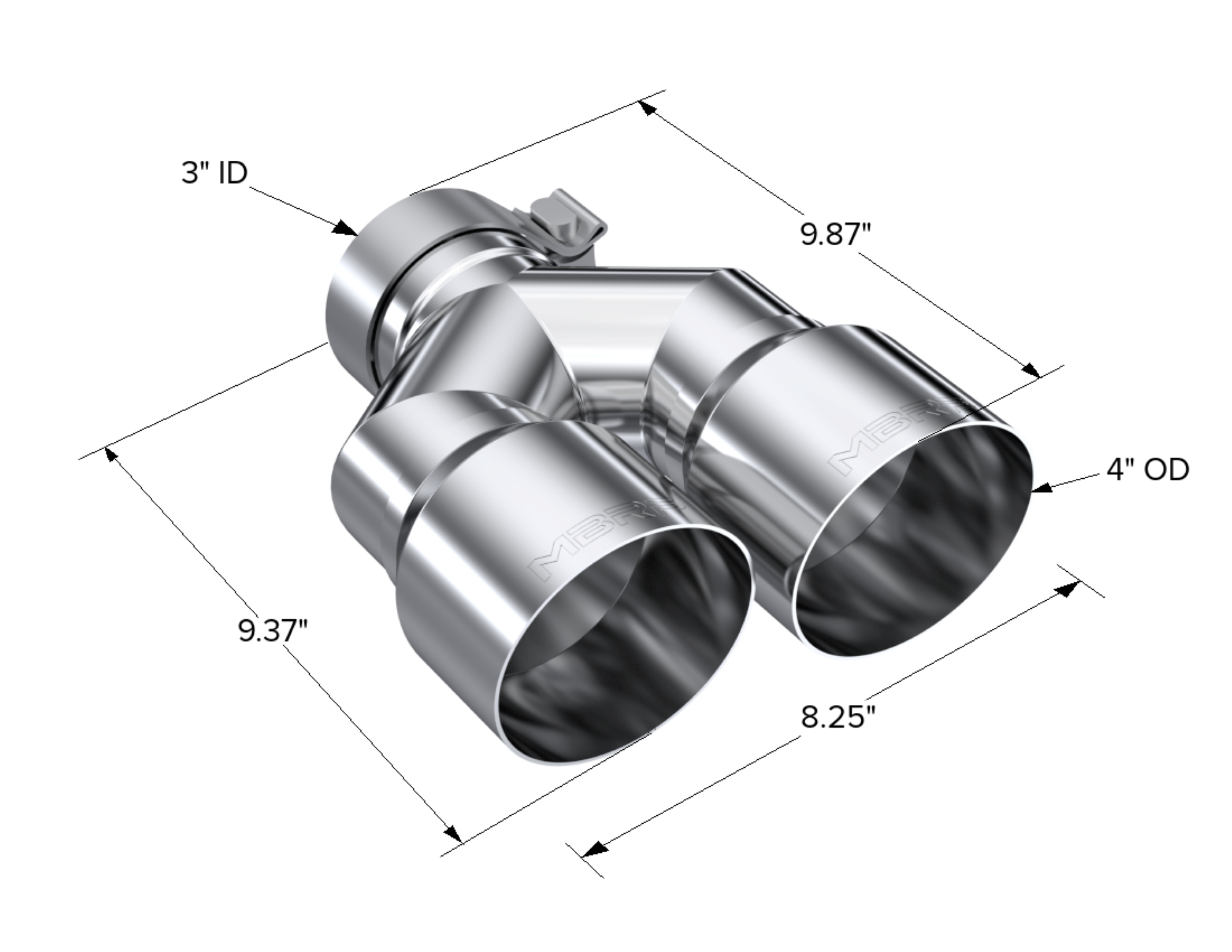 MBRP Exhaust Tip; 4in OD Out; 3in ID; 9.87in Length; Single Wall; Carbon Fiber