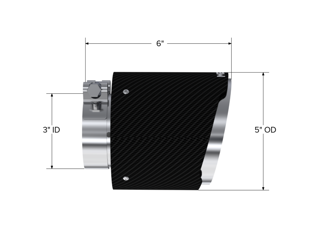 MBRP Exhaust Tip; 5in OD Out; 3in ID; 6.13in Length; Angle Cut; Dual Wall; Carbon Fiber