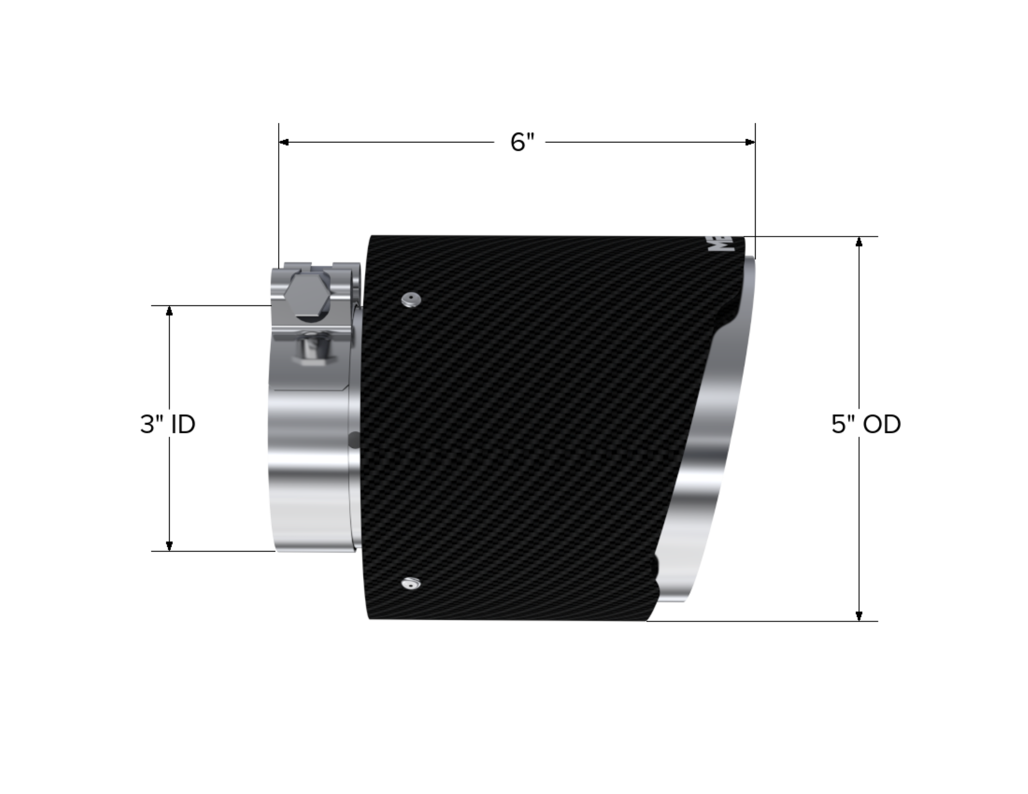 MBRP Exhaust Tip; 5in OD Out; 3in ID; 6.13in Length; Angle Cut; Dual Wall; Carbon Fiber