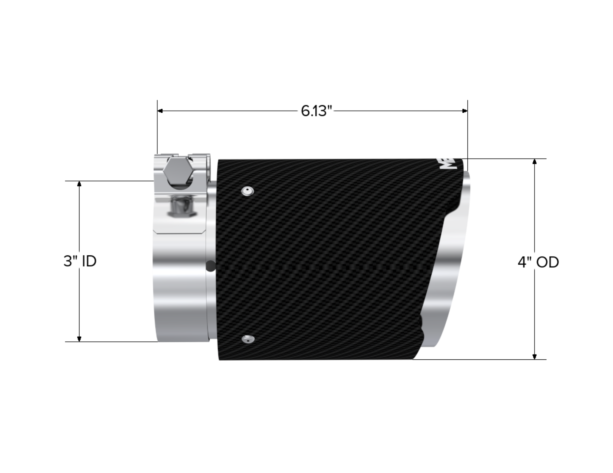 MBRP Exhaust Tip; 4in OD Out; 3in ID; 6.13in Length; Angle Cut; Dual Wall; T304