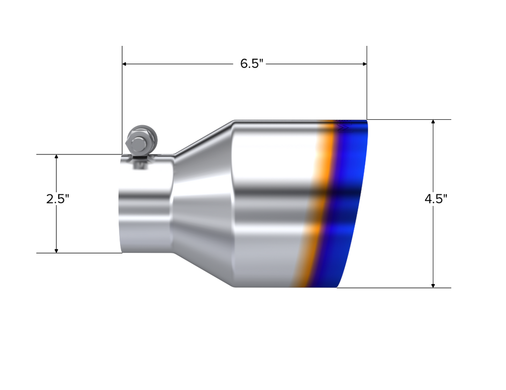 MBRP Exhaust Tip; 4.5in OD Out; 2.5in ID; 6.5in Length; Angle Cut; Single Wall; T304 BE