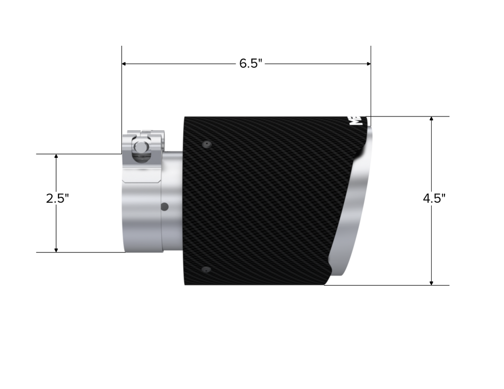 MBRP Exhaust Tip; 4.5in OD Out; 2.5in ID; 6.5in Length; Angle Cut; Dual Wall; Carbon Fiber