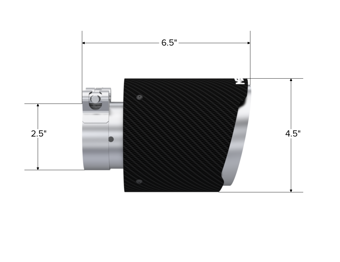MBRP Exhaust Tip; 4.5in OD Out; 2.5in ID; 6.5in Length; Angle Cut; Dual Wall; Carbon Fiber