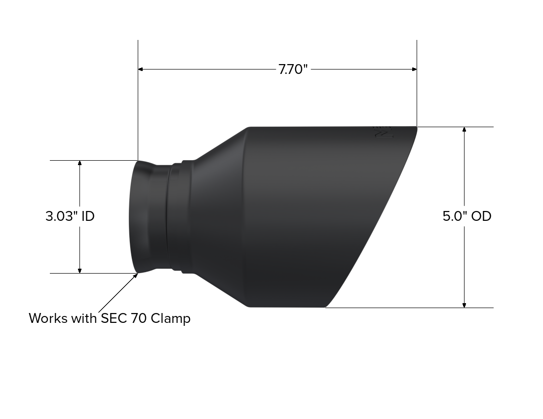 MBRP Exhaust 5in. OD SEC 70 Inlet 7.7in. In Length Dual Wall Angle Cut BLK Tip Pairs.