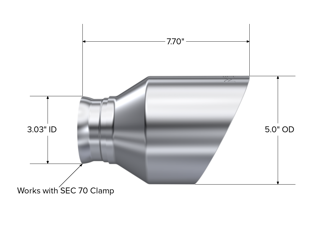 MBRP Exhaust 5in. OD SEC 70 Inlet 7.7in. In Length Dual Wall Angle Cut Tip Pairs.