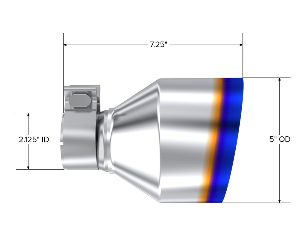 MBRP Exhaust Tip T5202BE 5in OD Out 2.125in ID 7.25in Length Single Wall Burnt End.