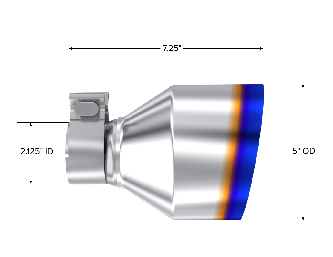 MBRP Exhaust Tip T5202BE 5in OD Out 2.125in ID 7.25in Length Single Wall Burnt End.