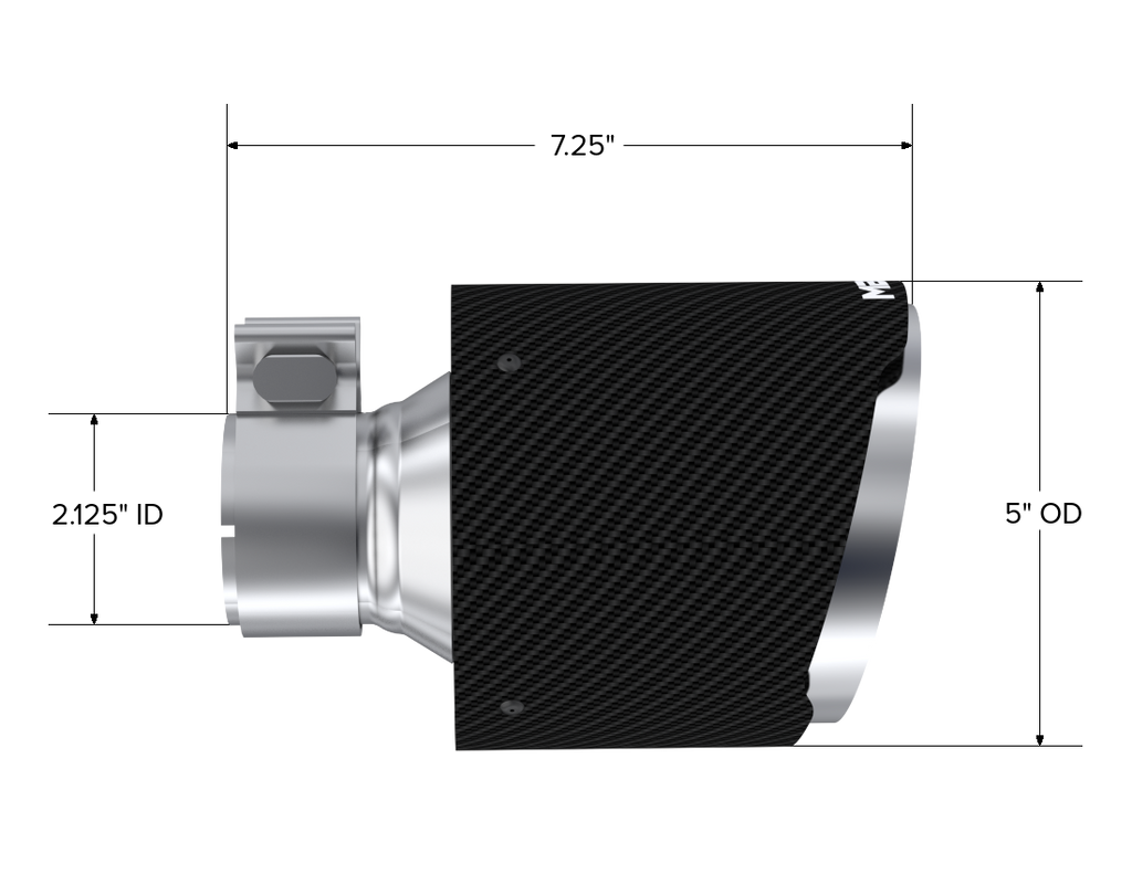 MBRP Exhaust Tip T5202CF 5in OD Out 2.125in ID 7.25in Length Dual Wall Carbon Fiber.