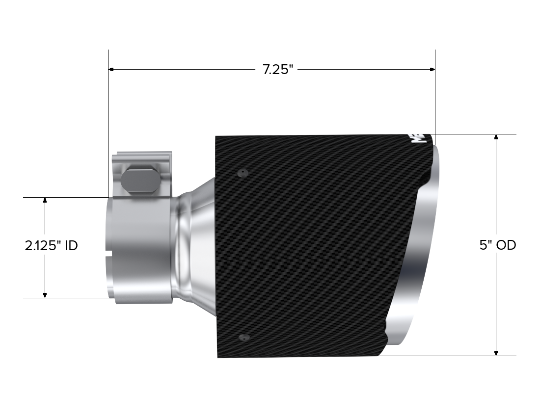 MBRP Exhaust Tip T5202CF 5in OD Out 2.125in ID 7.25in Length Dual Wall Carbon Fiber.