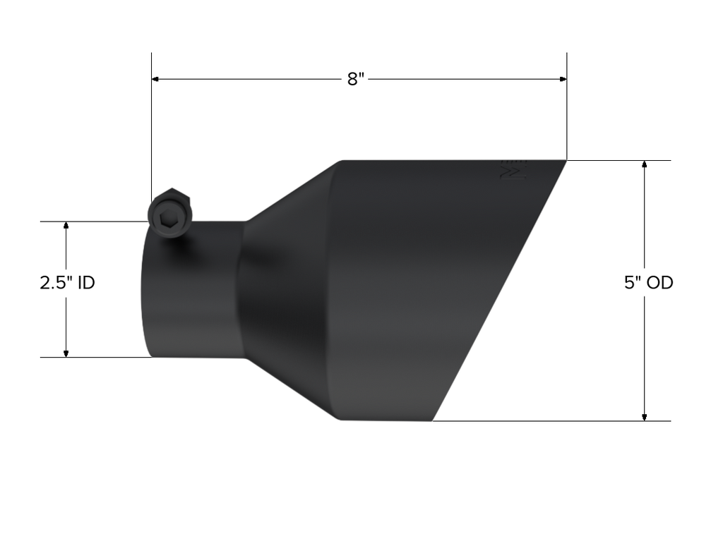 MBRP Universal Black 2.5" ID 5" OD Dual Wall Angle Cut Tip