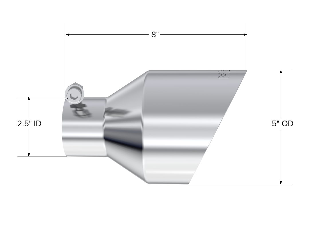 MBRP Universal 2.5" ID 5" OD Dual Wall Angle Cut Tip